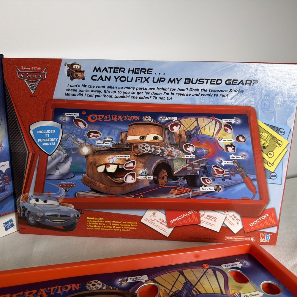 Disney Pixar Hasbro Operation Silly Skill Game Cars 2 Edition Tow Truck Mater - Picture 3 of 15